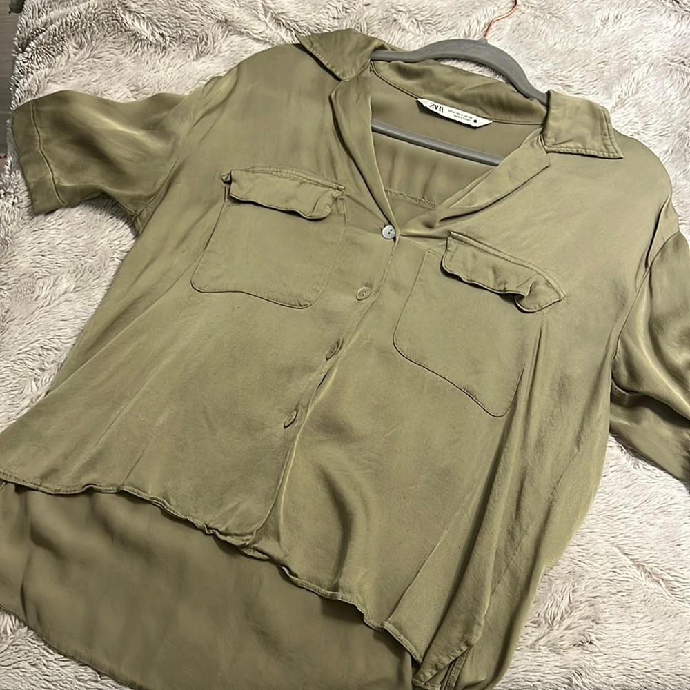 Zara green slouchy button down